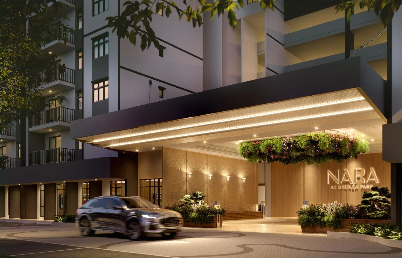 Drop-off area render at Nara at Shorea Park